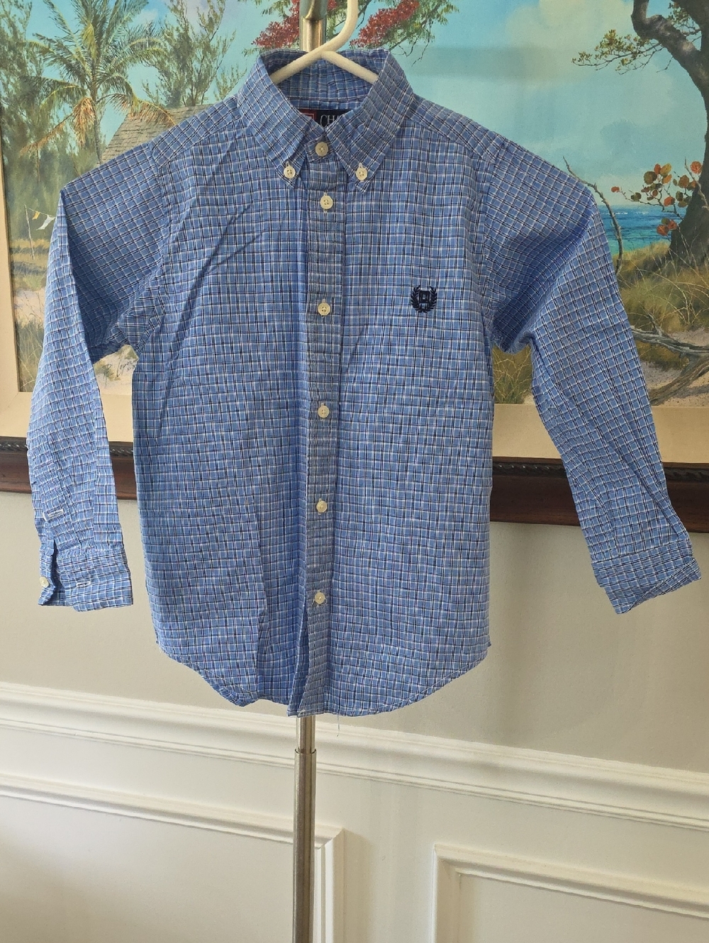 Chaps Blue Plaid Button-Down Shirt for Kids